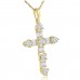 2.05 ct t.w. Ladies Round and Baguette Cut Diamond Cross Pendant Necklace in Yellow Gold